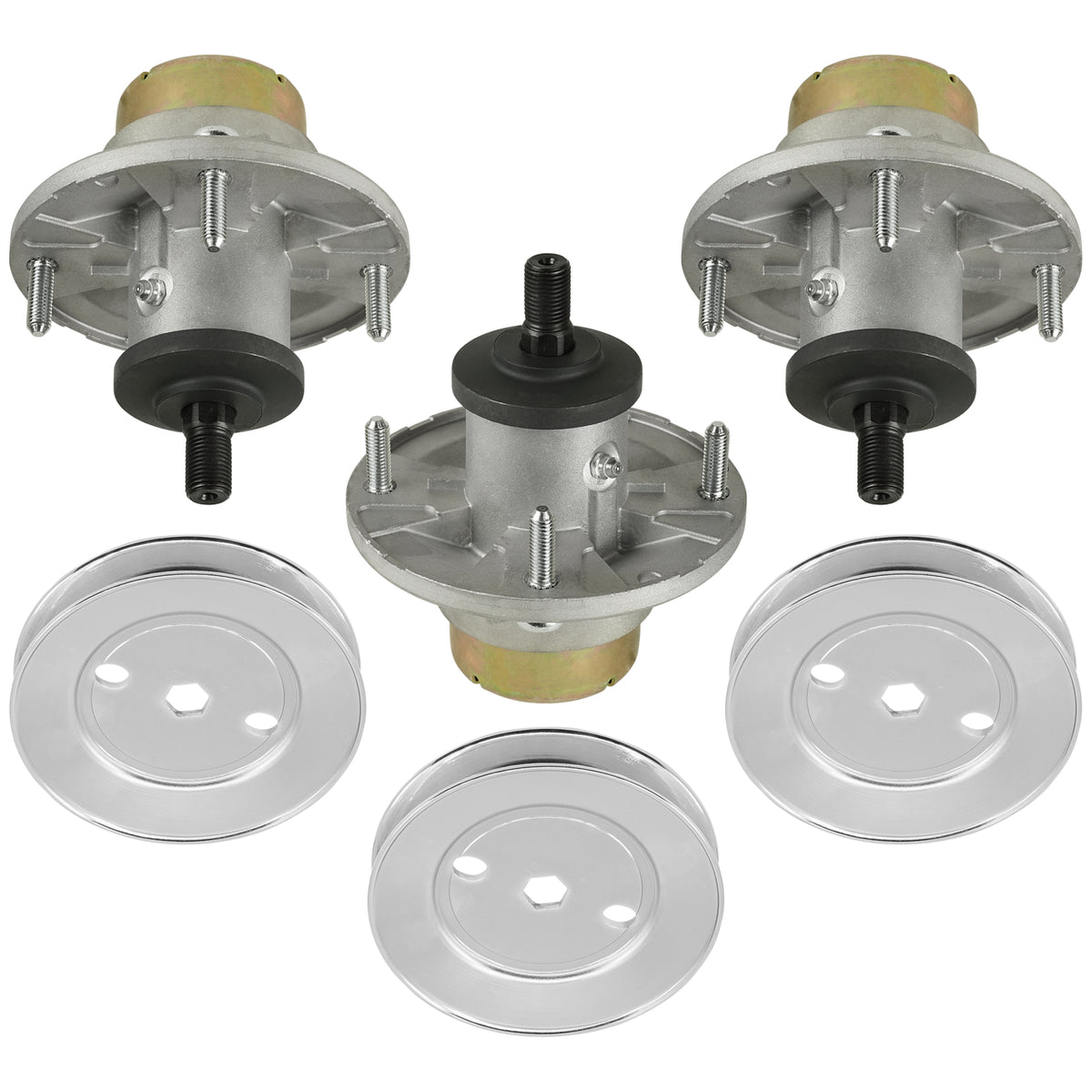 Mower Deck Spindle with Pulley Replacement for John Deere X380 X384 (48-54")