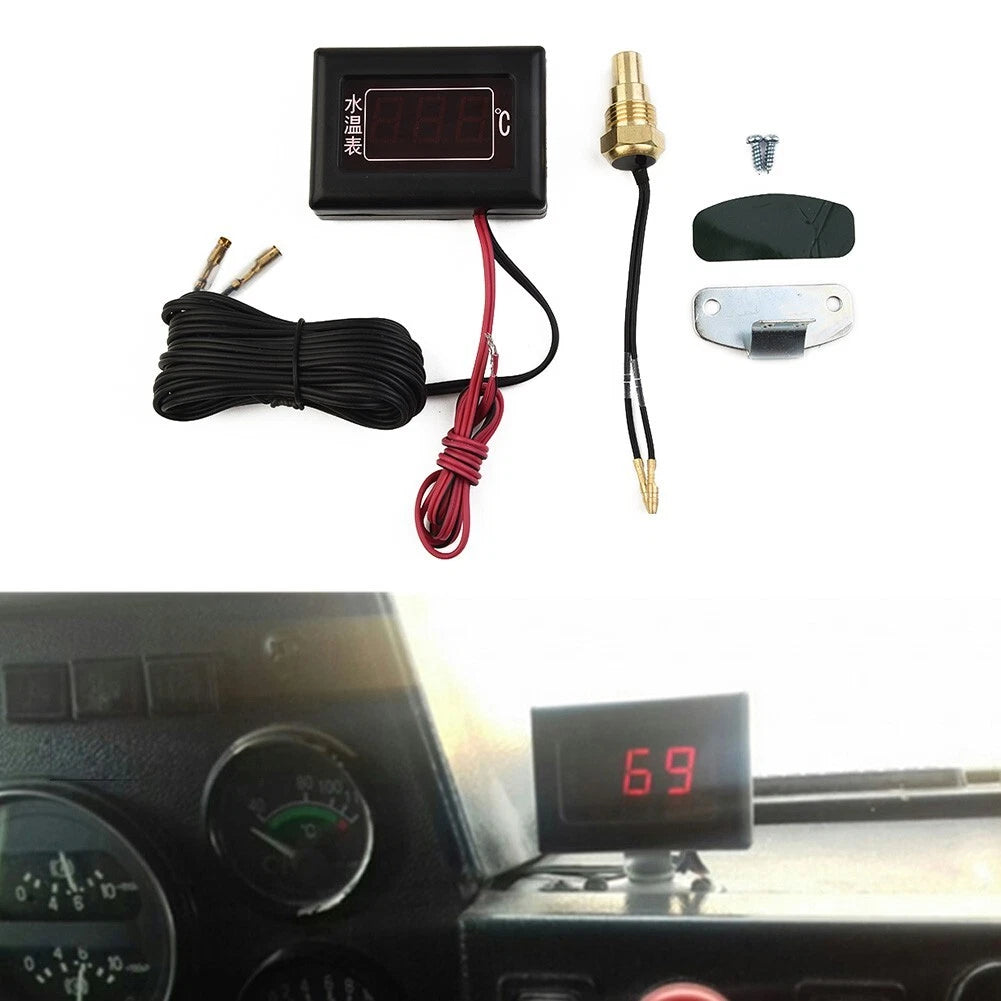 Digital LED Water Temp Gauge with Sensor for Auto & Car (16mm)