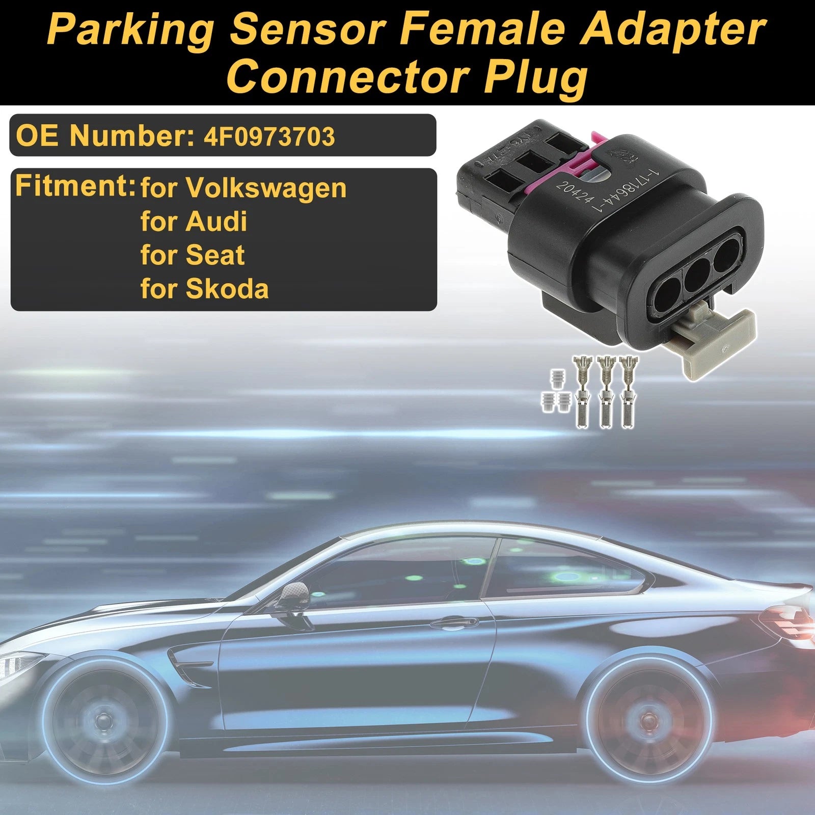 Parking Sensor Connector Plug 3 Pin Replacement for Volkswagen (2005–2015)