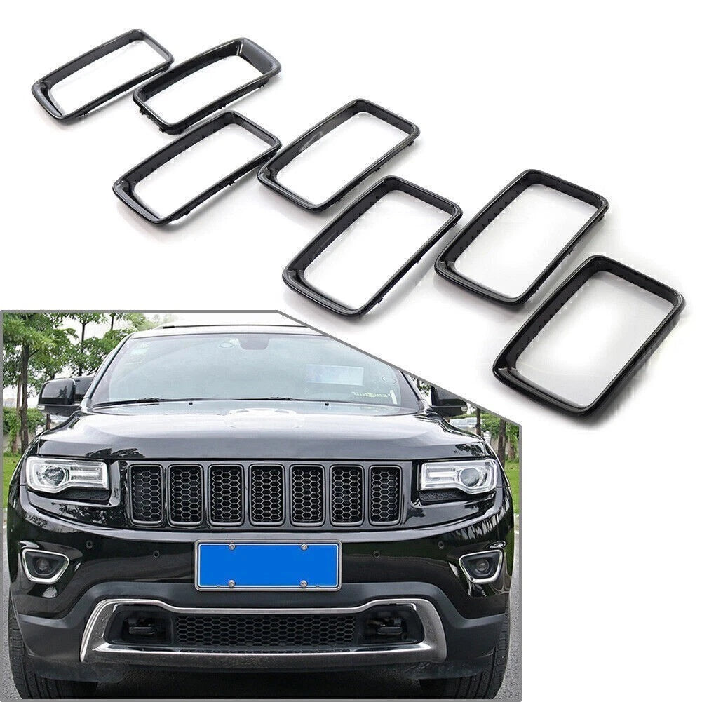 7X Gloss Black Front Grille Trim for Jeep Grand Cherokee (2014–2016)