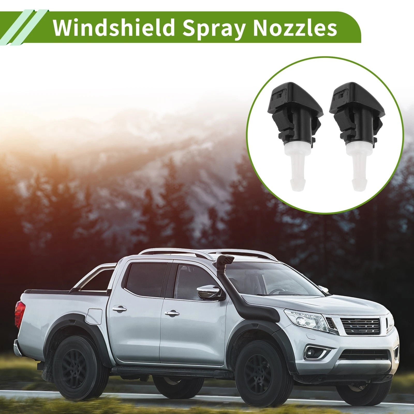 Windshield Washer Nozzle With Hose Connector for Mitsubishi (1 Set, 2006–2016)