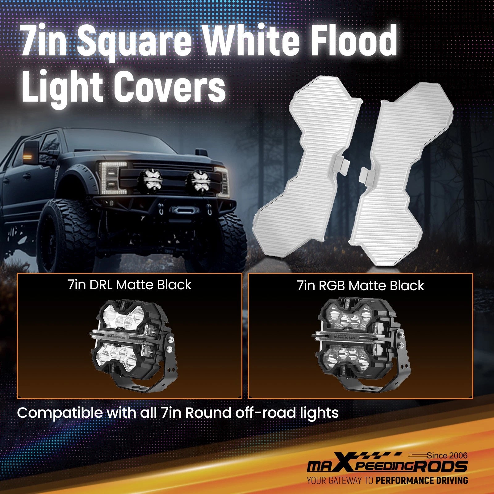 Light Cover for maXpeedingrods 7" Square LED Auxiliary Lights (2015–2023)