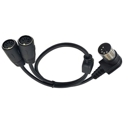 5 Pin MIDI DIN Male Right Angle Plug to 2 Female Socket Y Splitter Adapter