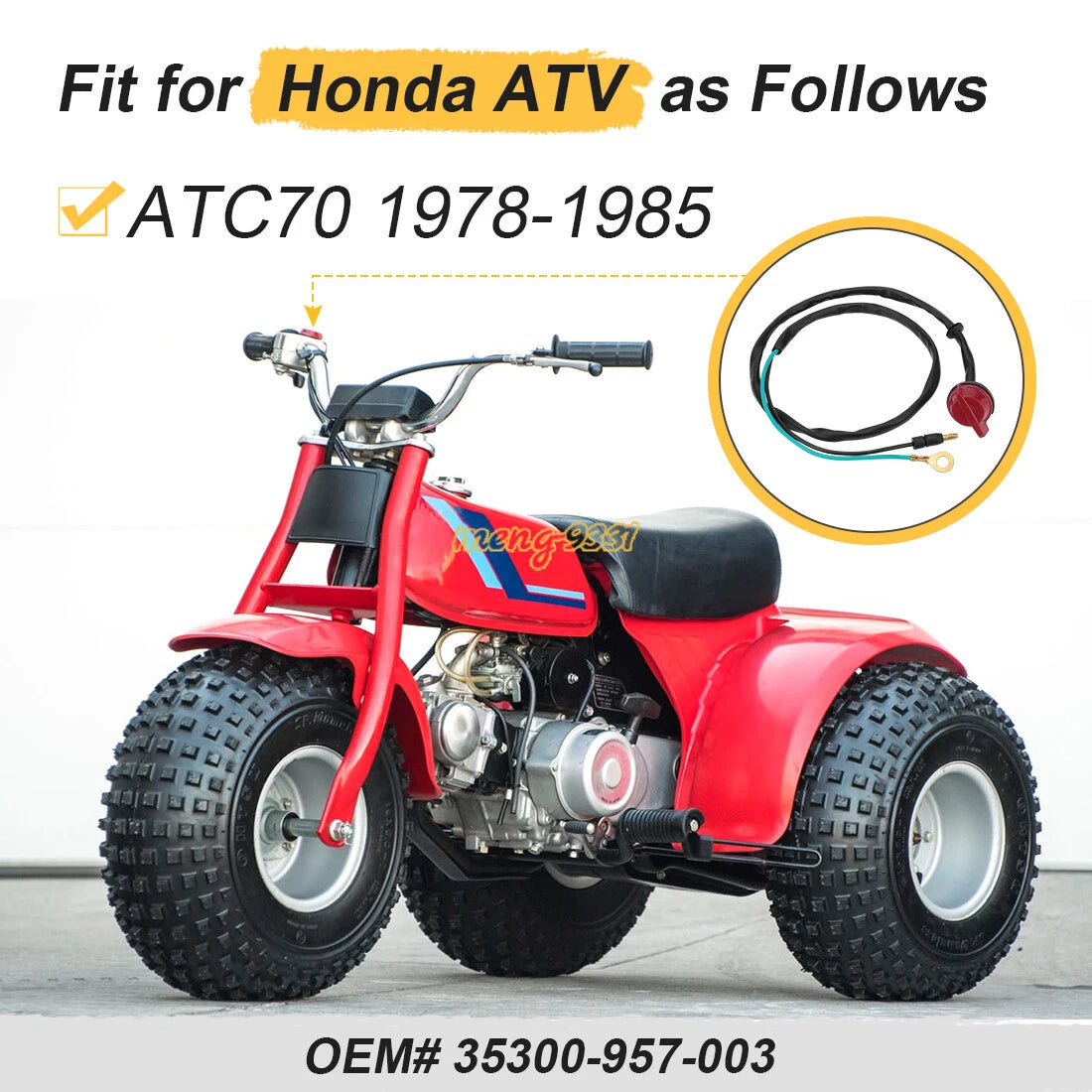 Kill Stop Switch Assembly for Honda ATC70 (1978–1985) 35300-957-003
