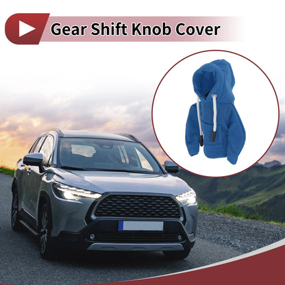 1 Pc Manual Gear Shift Knob Cover for Universal Fit (Hoodie Style, Blue Fabric)