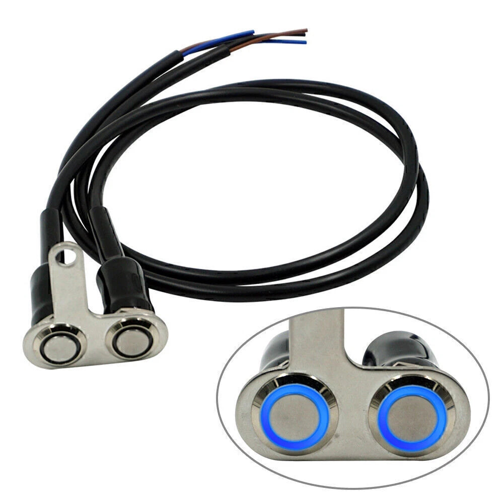 12V Blue LED Handlebar Switch for Motorcycle (Adjustable, Waterproof)