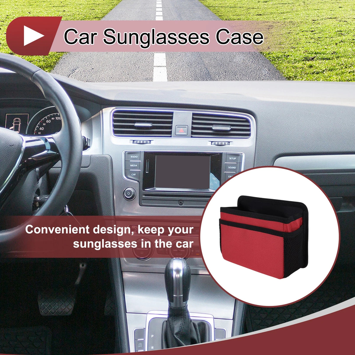 Sunglasses Holder for Car Door Side Seat Back (1 Pcs) - Oxford Cloth Red