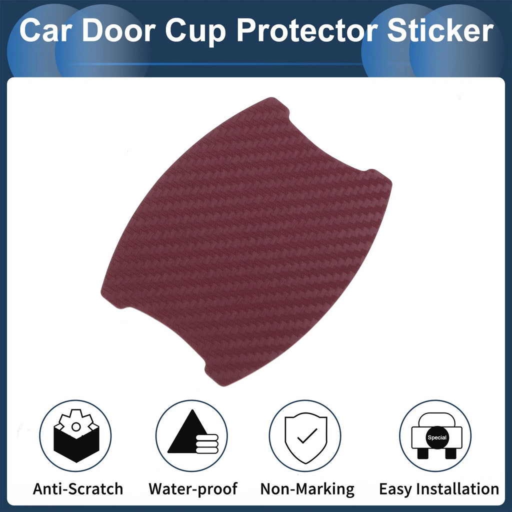 3D Car Door Handle Scratch Protector for (68x85mm, Wine Red)