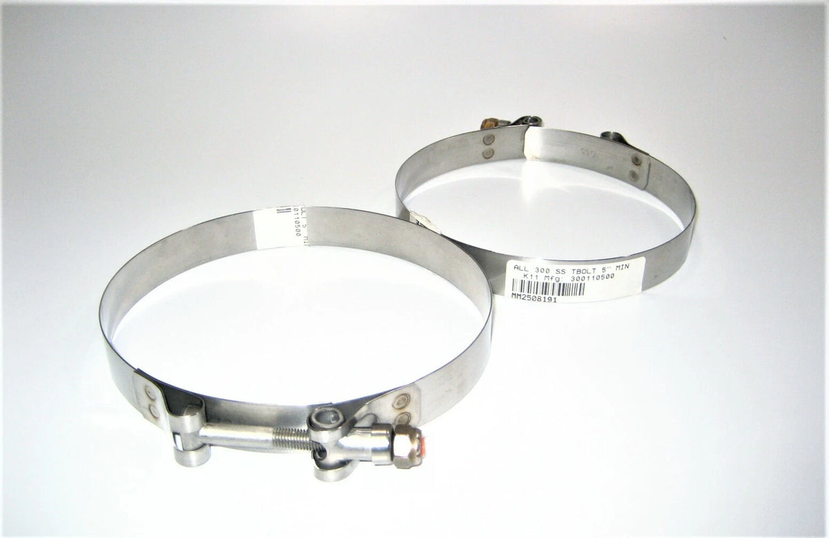 2X T-Bolt Exhaust Intake Hose Clamp for Marine Boat Motor (¾" x 5")