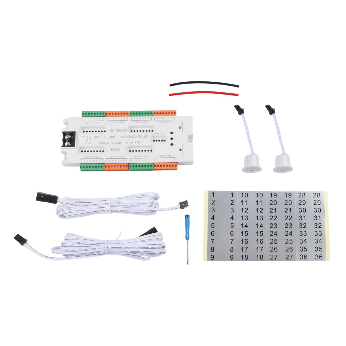 32-Port LED Controller for Stair Lighting (5 Modes, Brightness Levels)