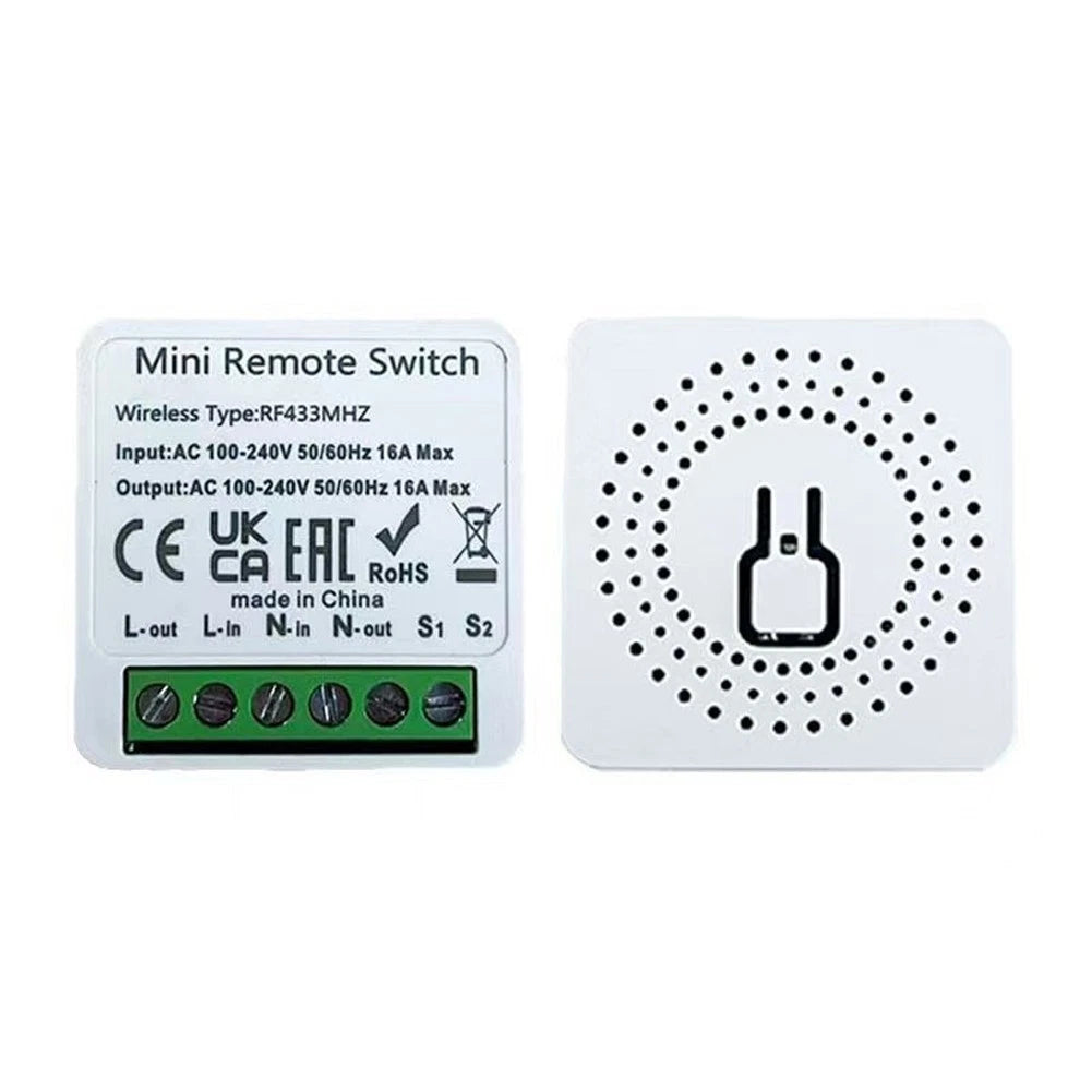 Wireless Remote Switch 16A RF433MHz for Fan and Lighting Control (100V-240V)