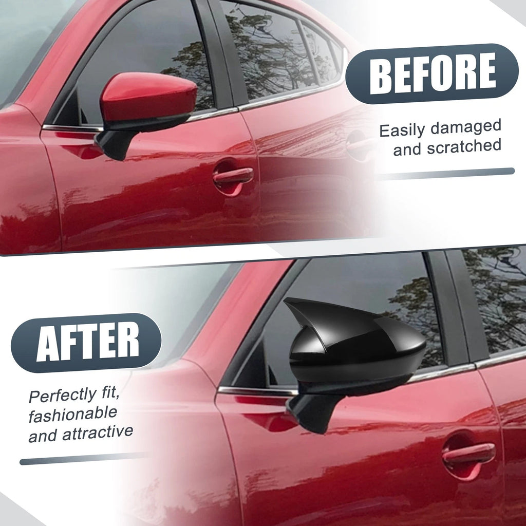 Pair Rearview Mirror Cover Overlay Gloss Black for Mazda 3 Axela (2020–2022)