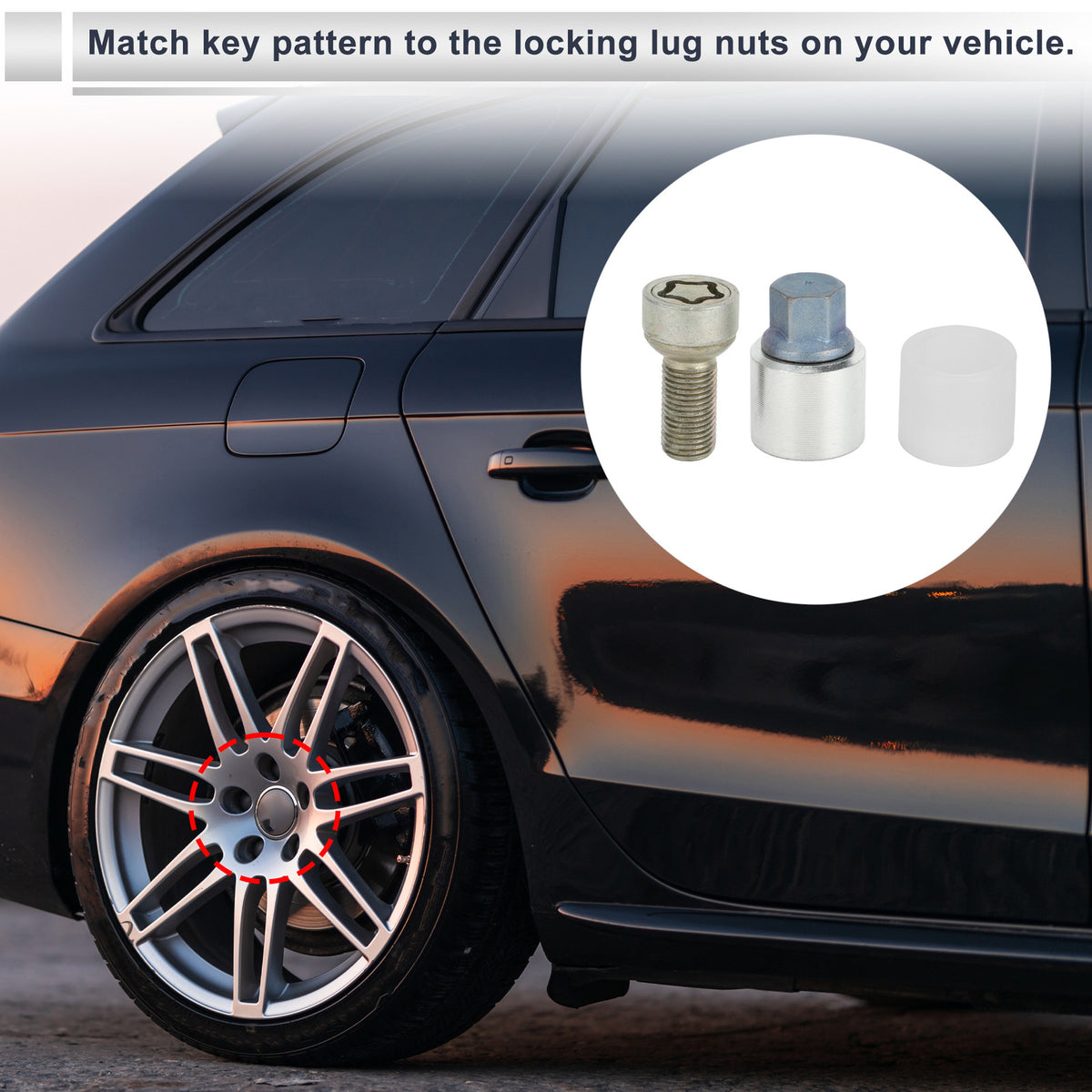 Wheel Lock Lug Nuts Key Socket Bolt Removal Tool Kit for Audi A4L A5 (2013–2024)