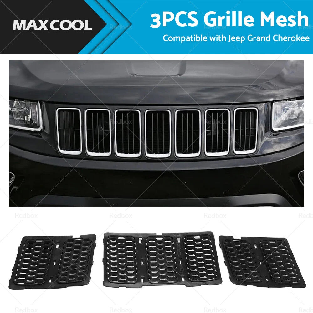 3X ABS Front Grille Mesh Insert Kit for Jeep Grand Cherokee (2014–2016)