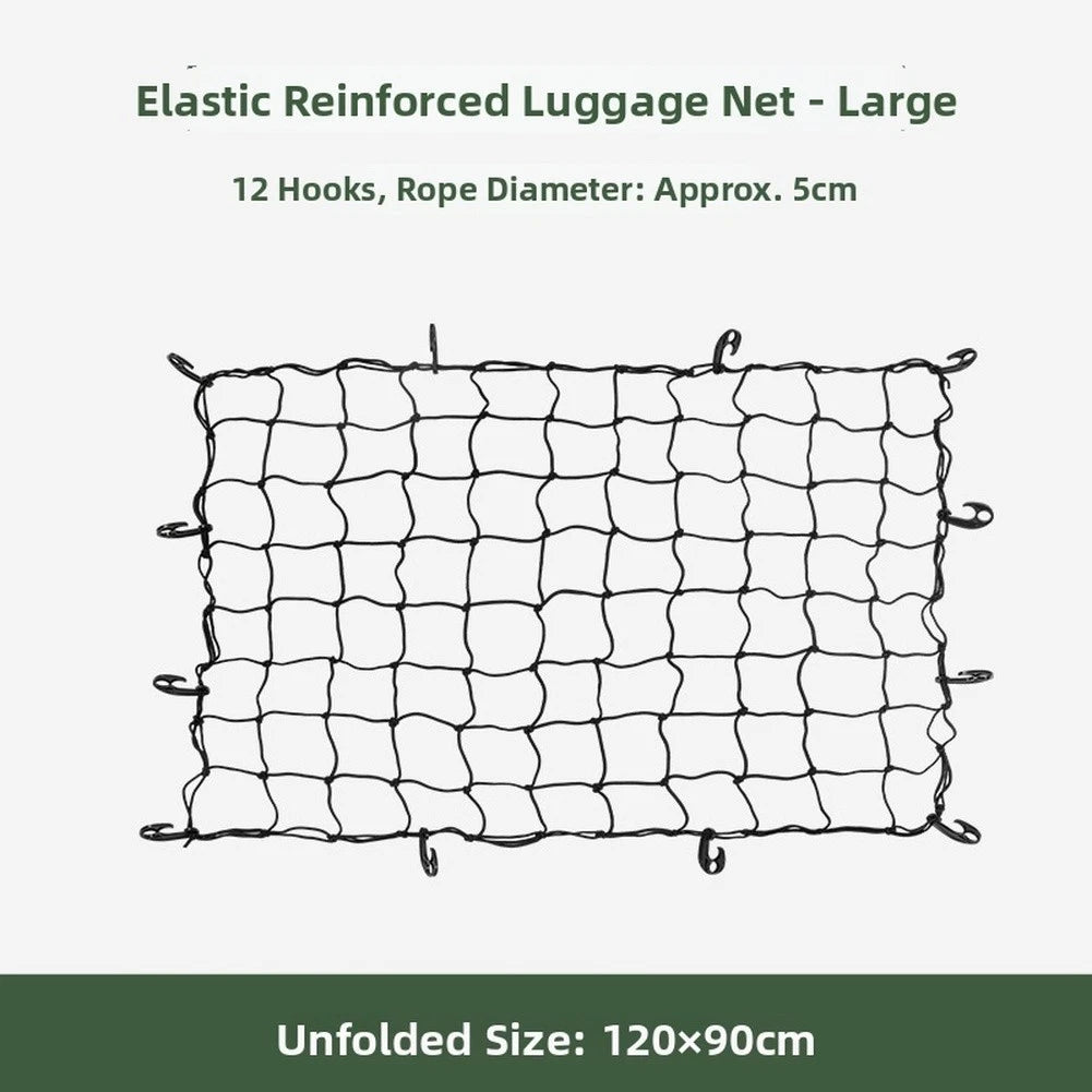 Black 120x90cm Bungee Cargo Net with 12 J Hooks for Vehicle Load Securing