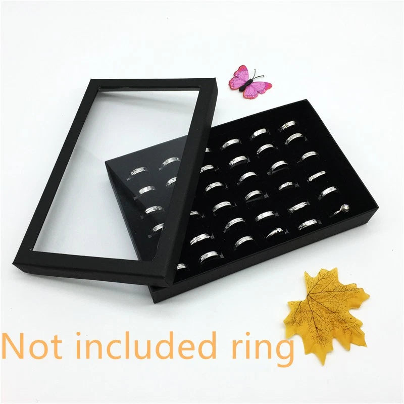 Jewelry Ring Organizer Case Tray Display Holder Velvet Storage Box