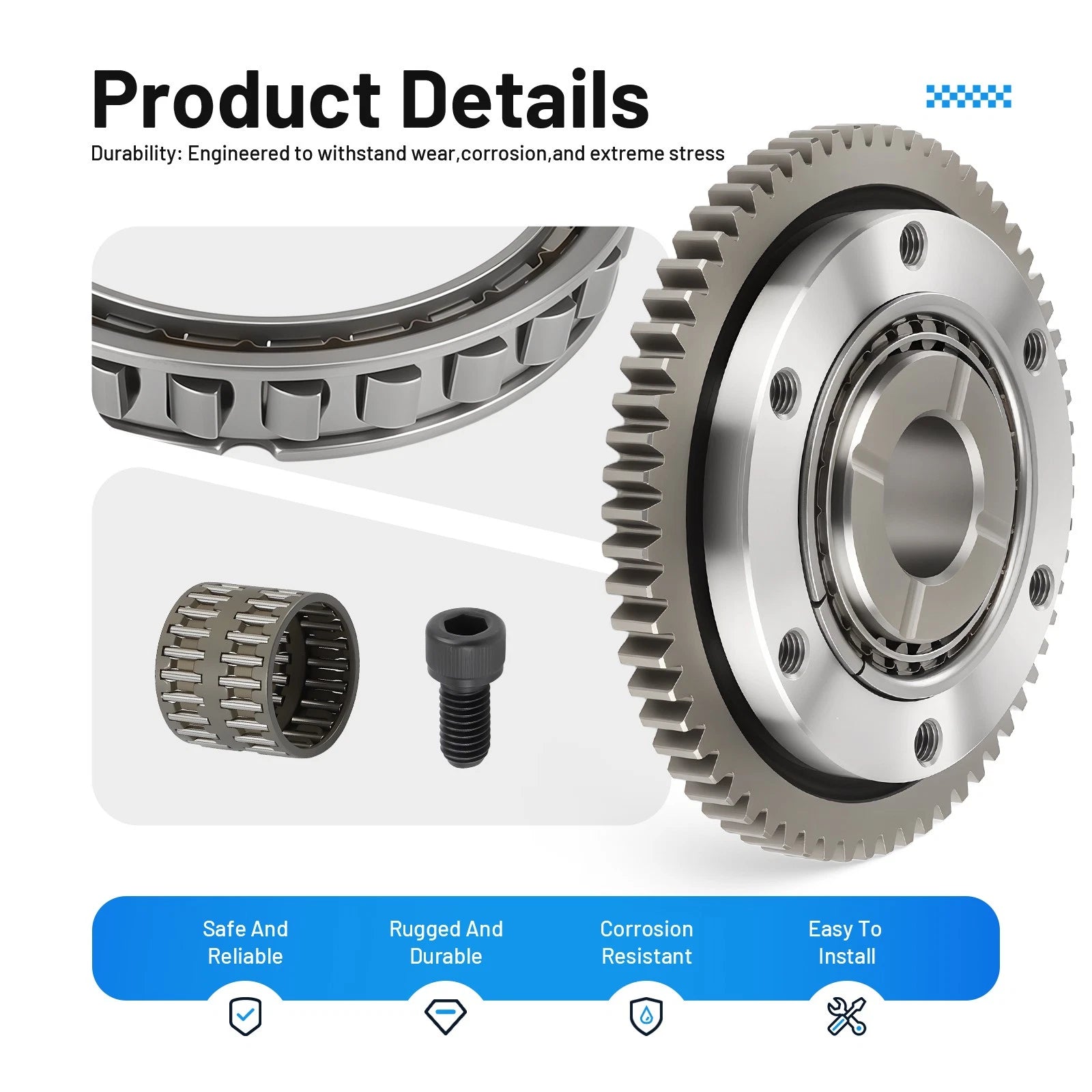 Starter Clutch One Way Bearing Gear Idler Kit for Yamaha Moto 4 Wolverine (1987–1998)
