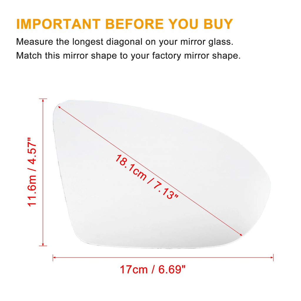 Rearview Mirror Glass Rearview Passenger Side Heated Replacement for Cruze (2011–2015)