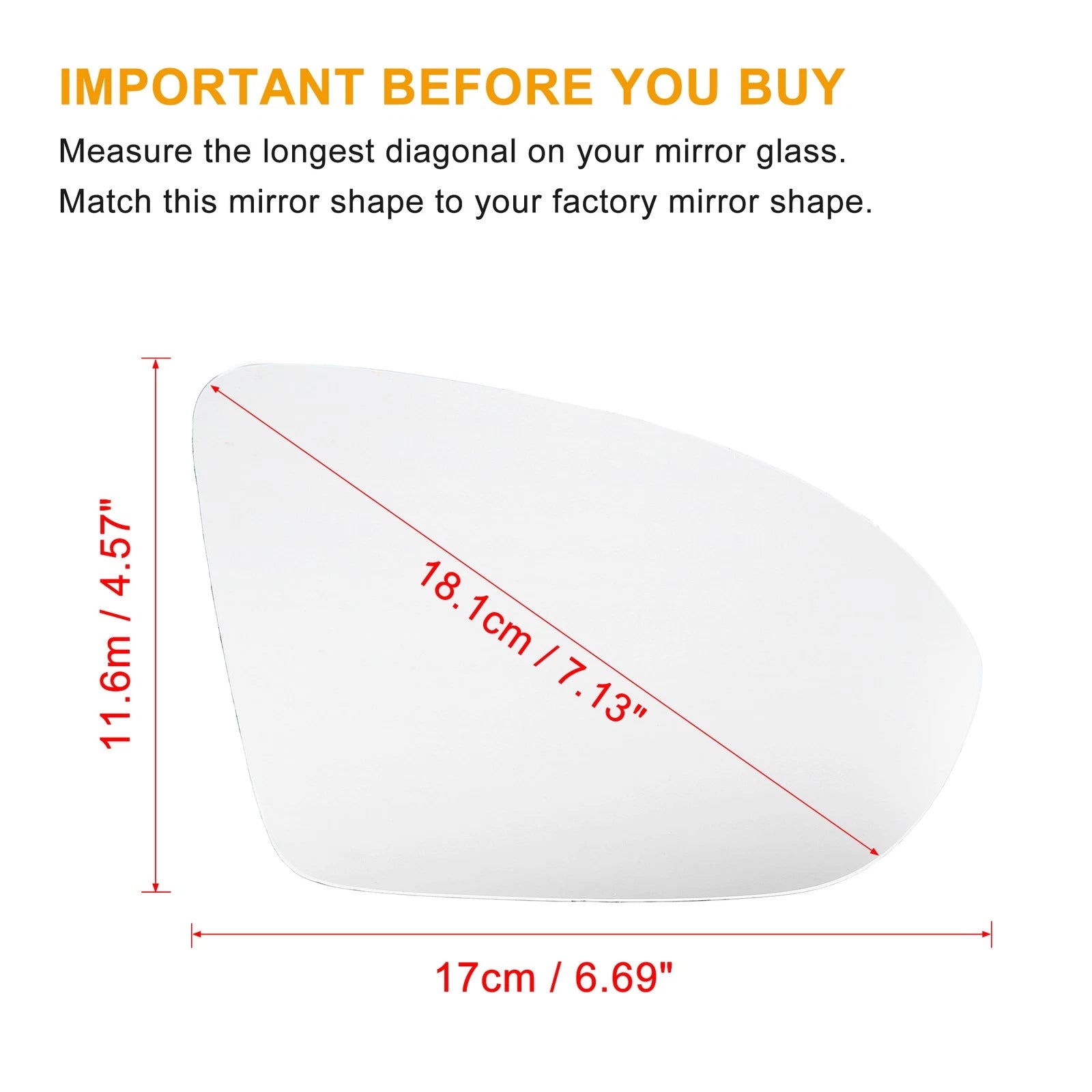Rearview Mirror Glass Rearview Passenger Side Heated Replacement for Cruze (2011–2015)