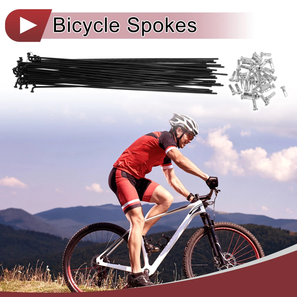 Bicycle Spokes 14G Carbon Steel 219 mm for 700C Bike Wheel Set (38) (1–)