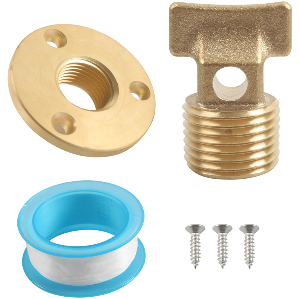 1/2 Inch NPT Solid Brass Garboard Drain Stopper for Boat (N/A)