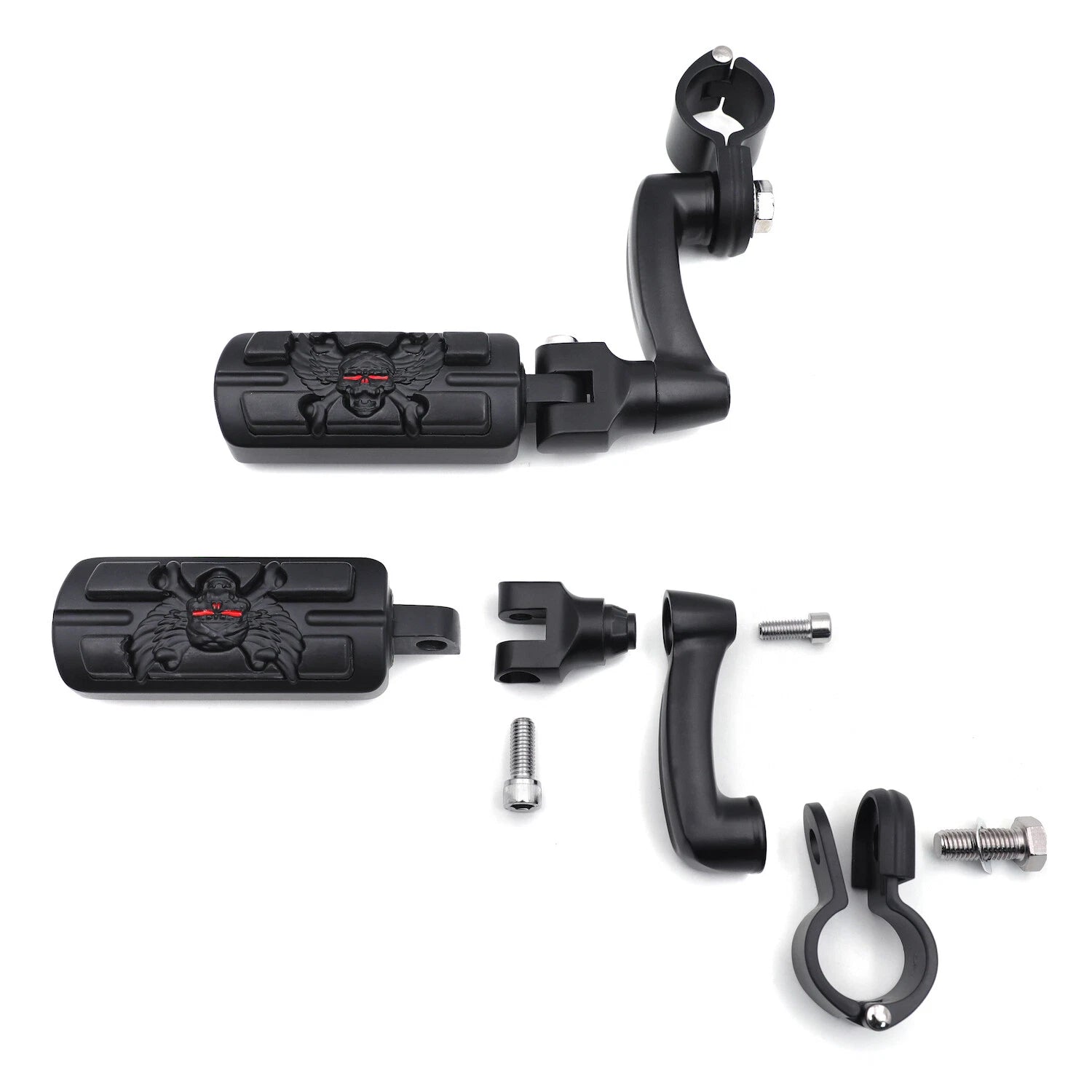 Foot Peg Kit for Harley Fat Boy (2000–2023) - Pirate Skull, 1.25" Engine Guard