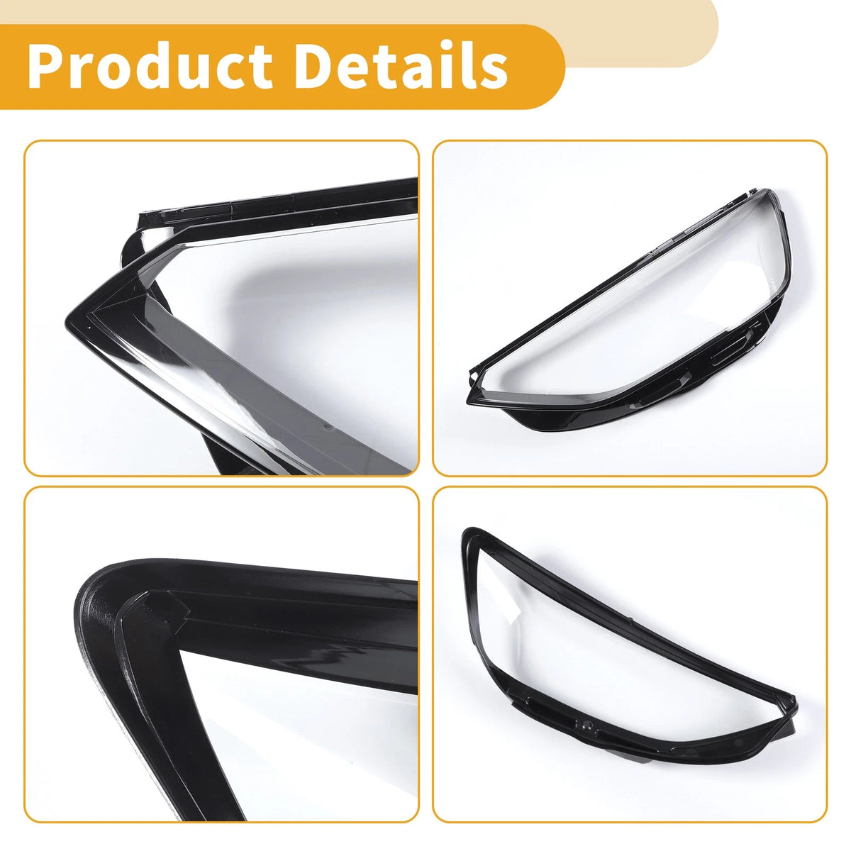 1 Pc Headlight Lens Cover for Audi A4 (2020–2023) Clear Black