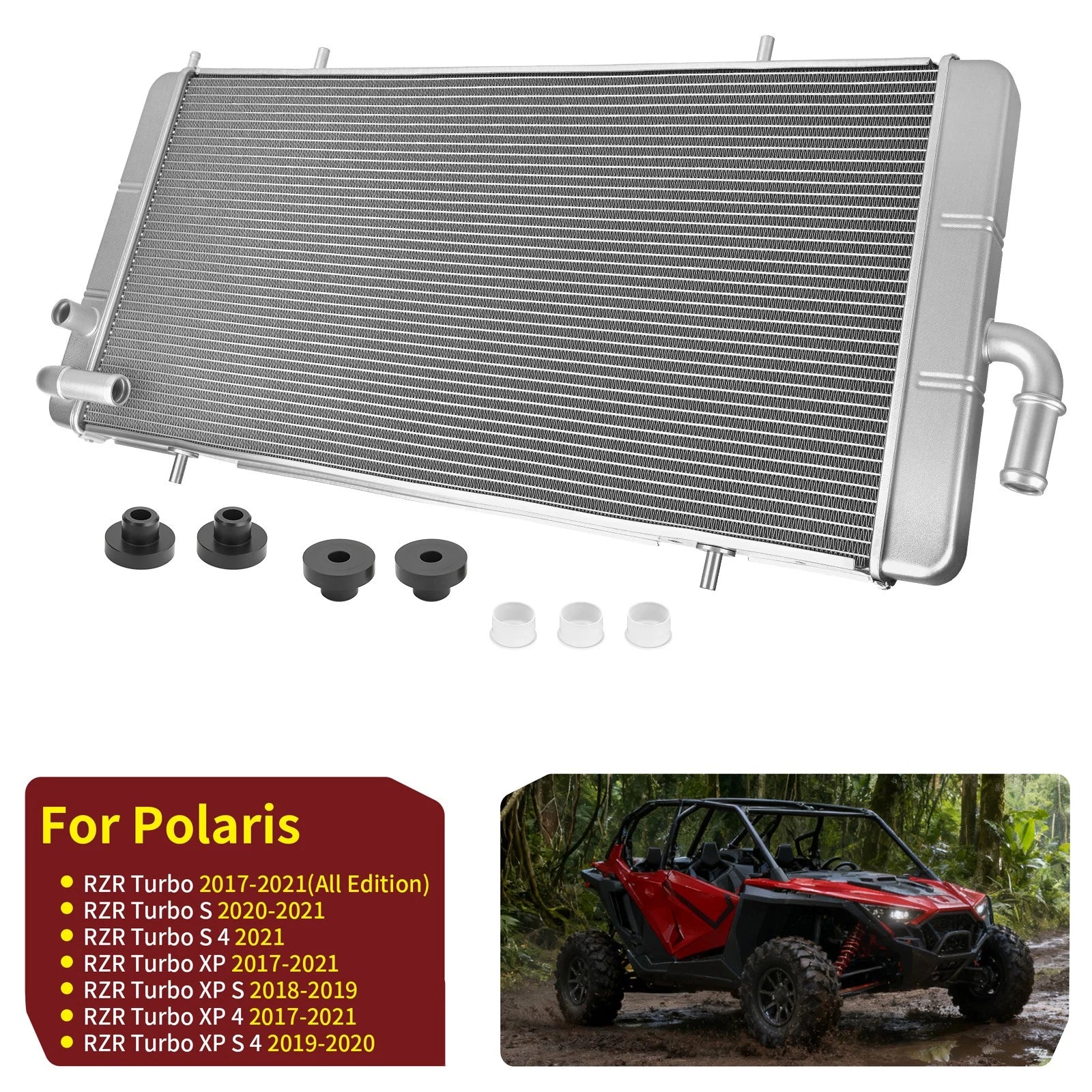 Aluminum Radiator for Polaris RZR XP XP4 Turbo S (2017–2021) 1241115 1241387
