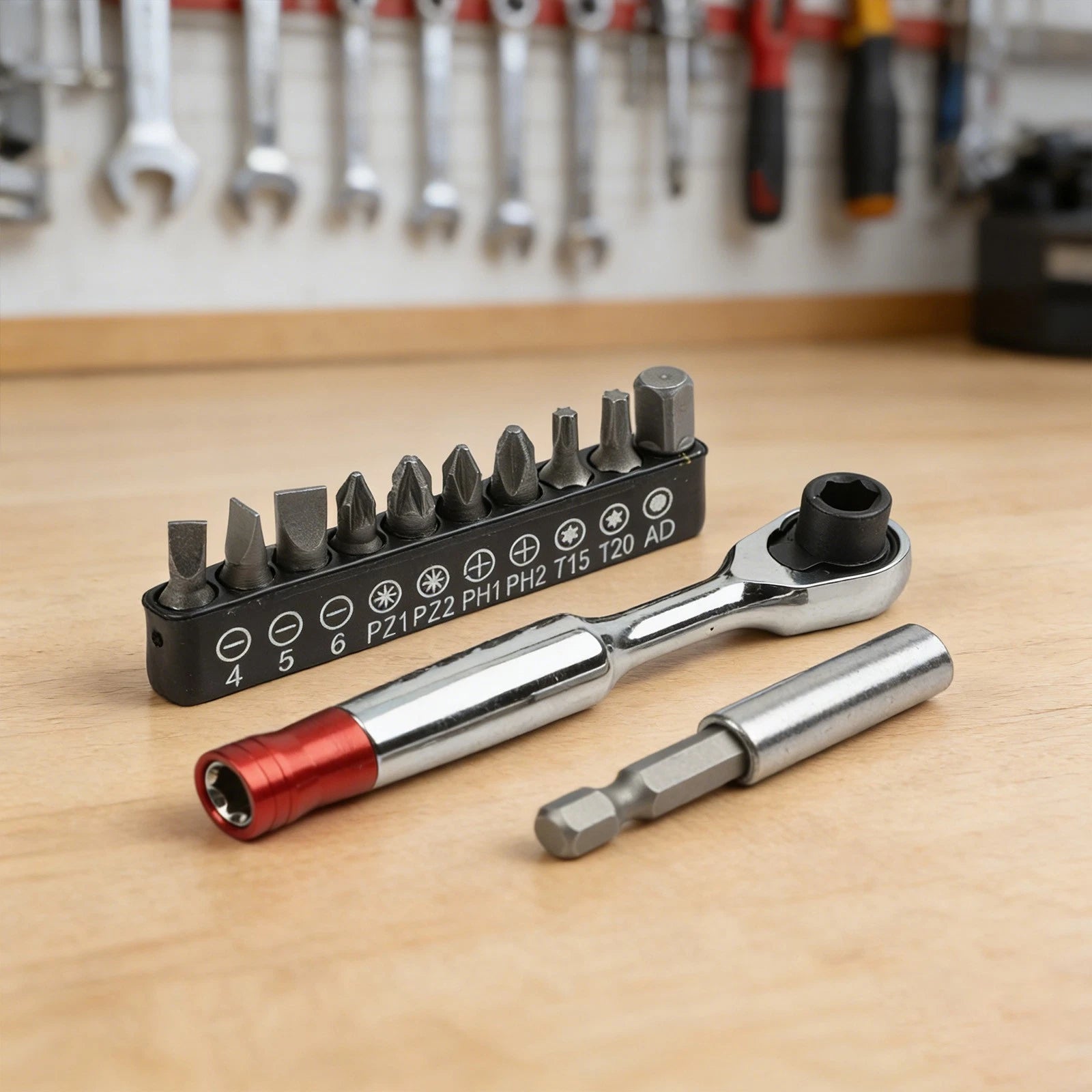 1/4 in Ratchet Wrench 72 Tooth Quick Release with 10 Bits & Extension
