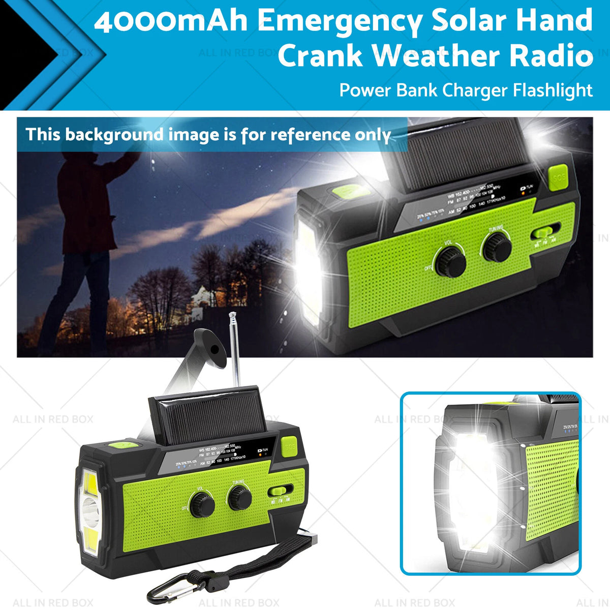 Emergency Solar Hand Crank Weather Radio Power Bank Flashlight