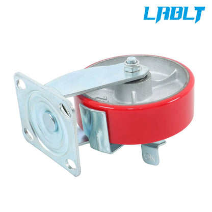 Set of 4 6-Inch Red Casters with Brake for Toolboxes (1200 lb Capacity)