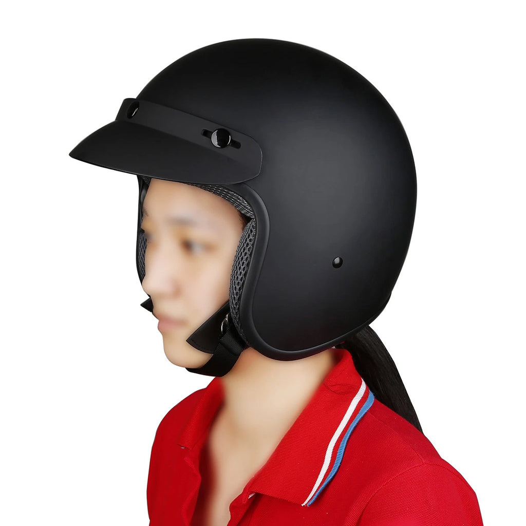 Matte Black Helmet & Visor for Motorcycle Scooter (DOT Approved)