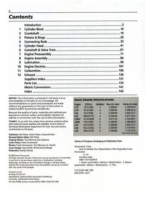 Datsun Nissan OHC Engine Modification Manual (Z Series)