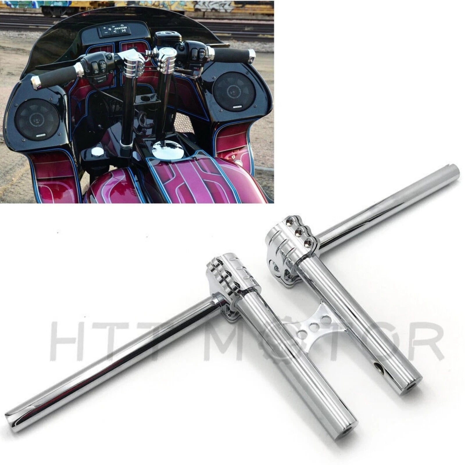 12" RISE Handlebar for Harley Dyna FXR Sportster (Adjustable Angle)