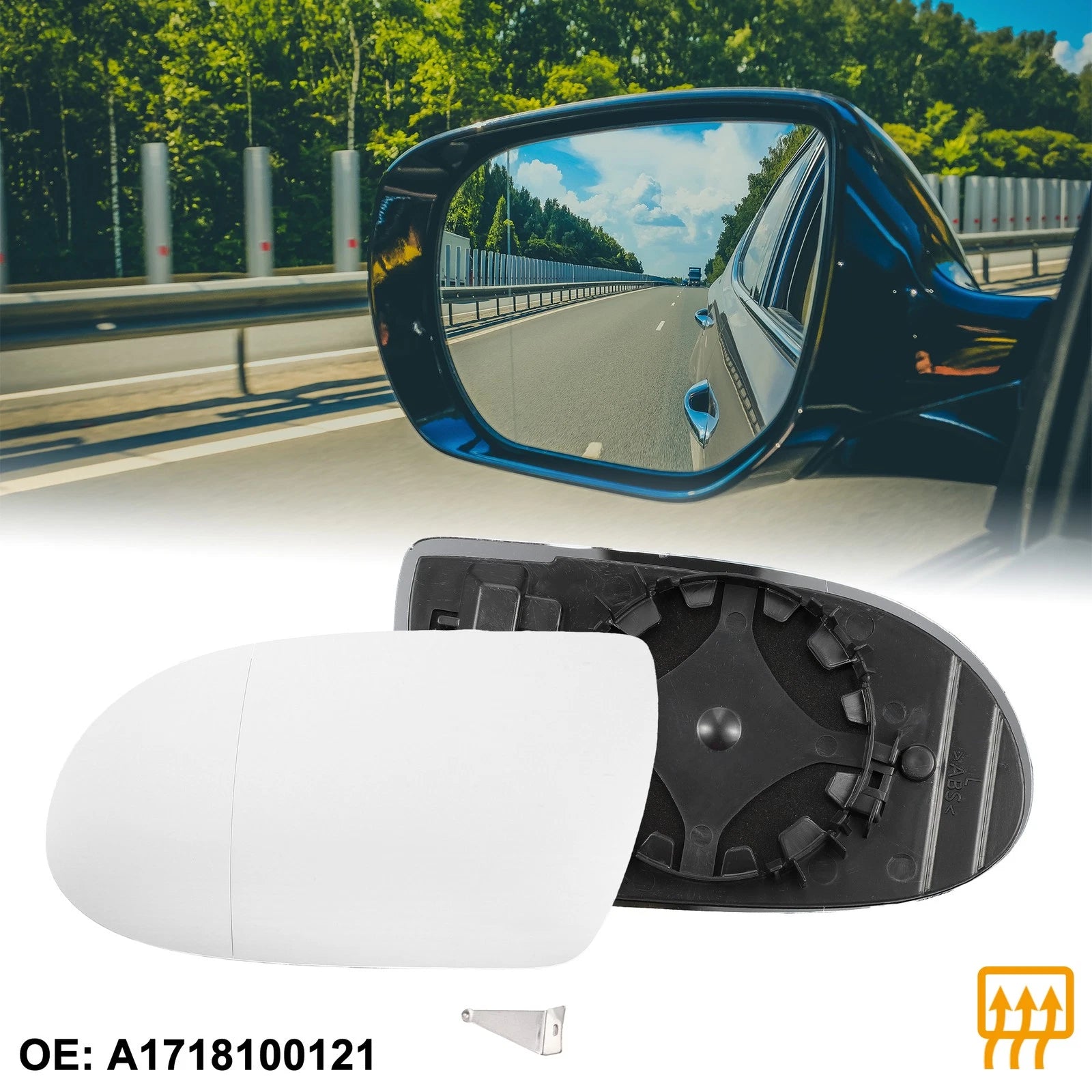 Rearview Mirror Glass Driver Left Heated Replacement for Mercedes-Benz SL500 (2012–2020)