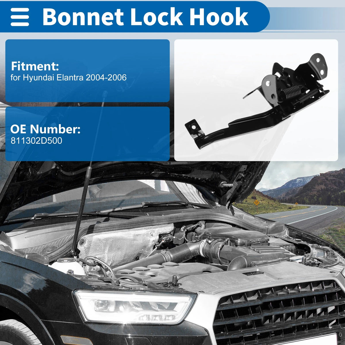 Hood Latch Assembly for Hyundai Elantra (2004–2006) No. 811302D500
