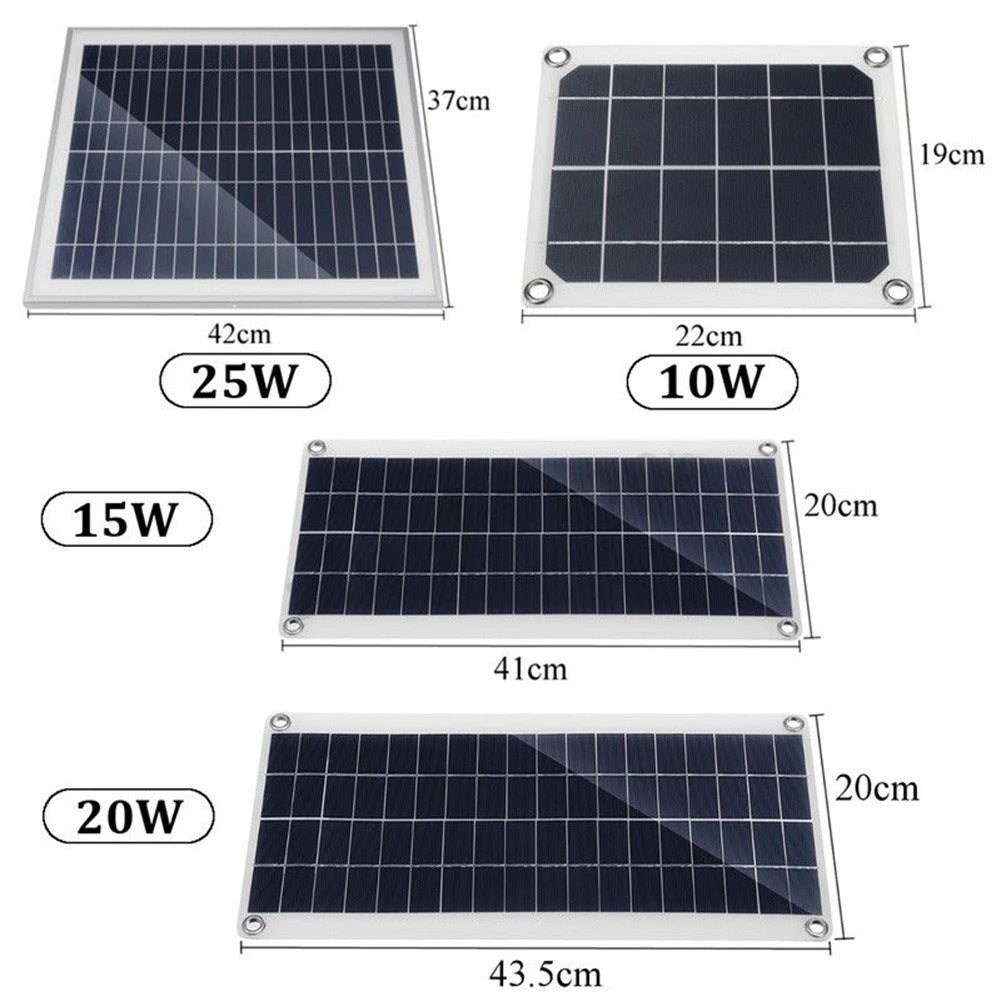 Solar Panel Dual USB Charger Kit for (10W, 15W, 20W, 25W)