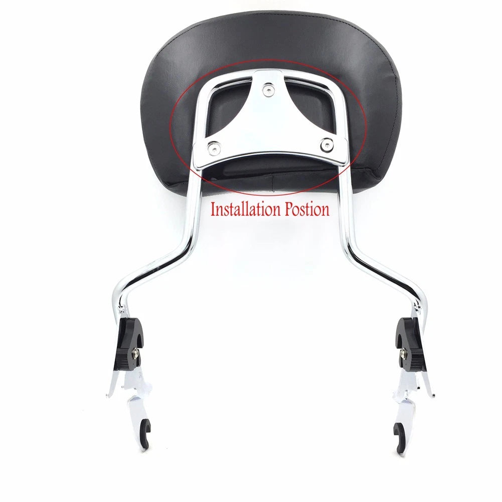 Chrome Sissy Bar Backrest Pad Mount Kit for Harley Touring (2009–2017)