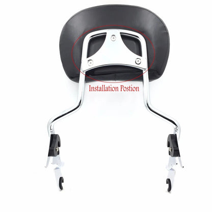 Chrome Sissy Bar Backrest Pad Mount Kit for Harley Touring (2009–2017)