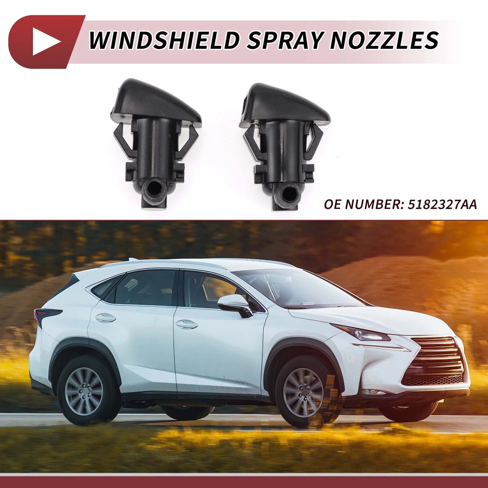 Windshield Washer Nozzle Replacement Set for Dodge Charger Chrysler 300 (2pcs) (2006–2020)
