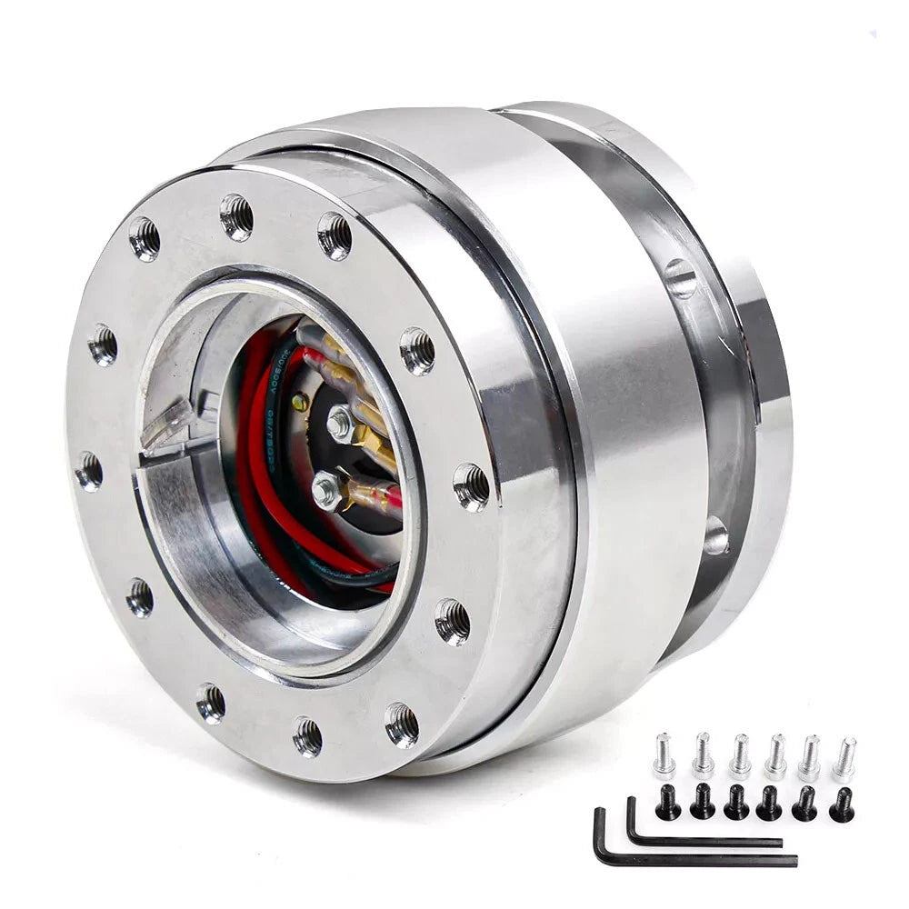 Silver Car Steering Wheel Quick Release HUB Adapter Snap Off Boss Kit Universal