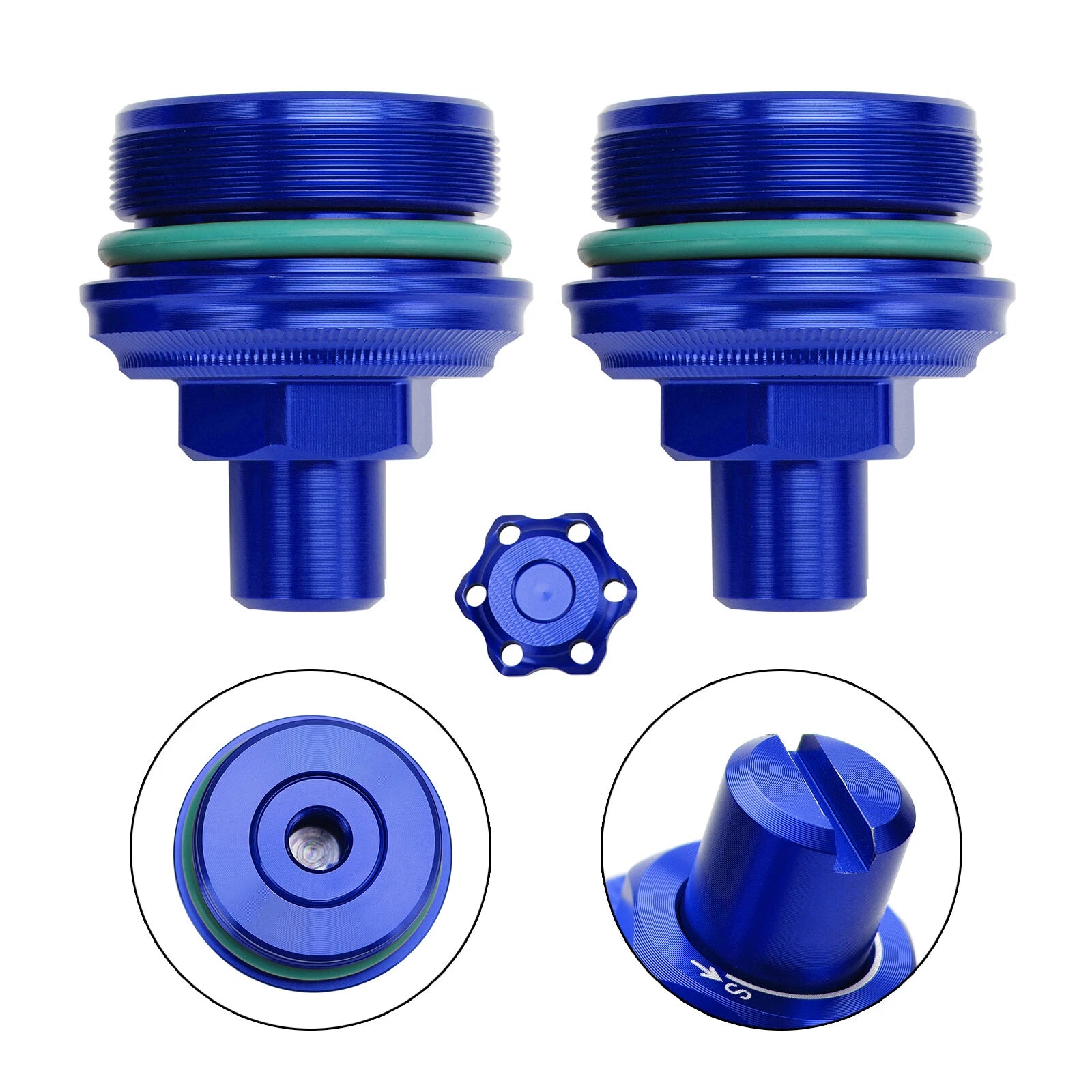 2X Fork Bolt Preload Adjuster Cap Screw Blue for Yamaha MT-03 (2019–2023)