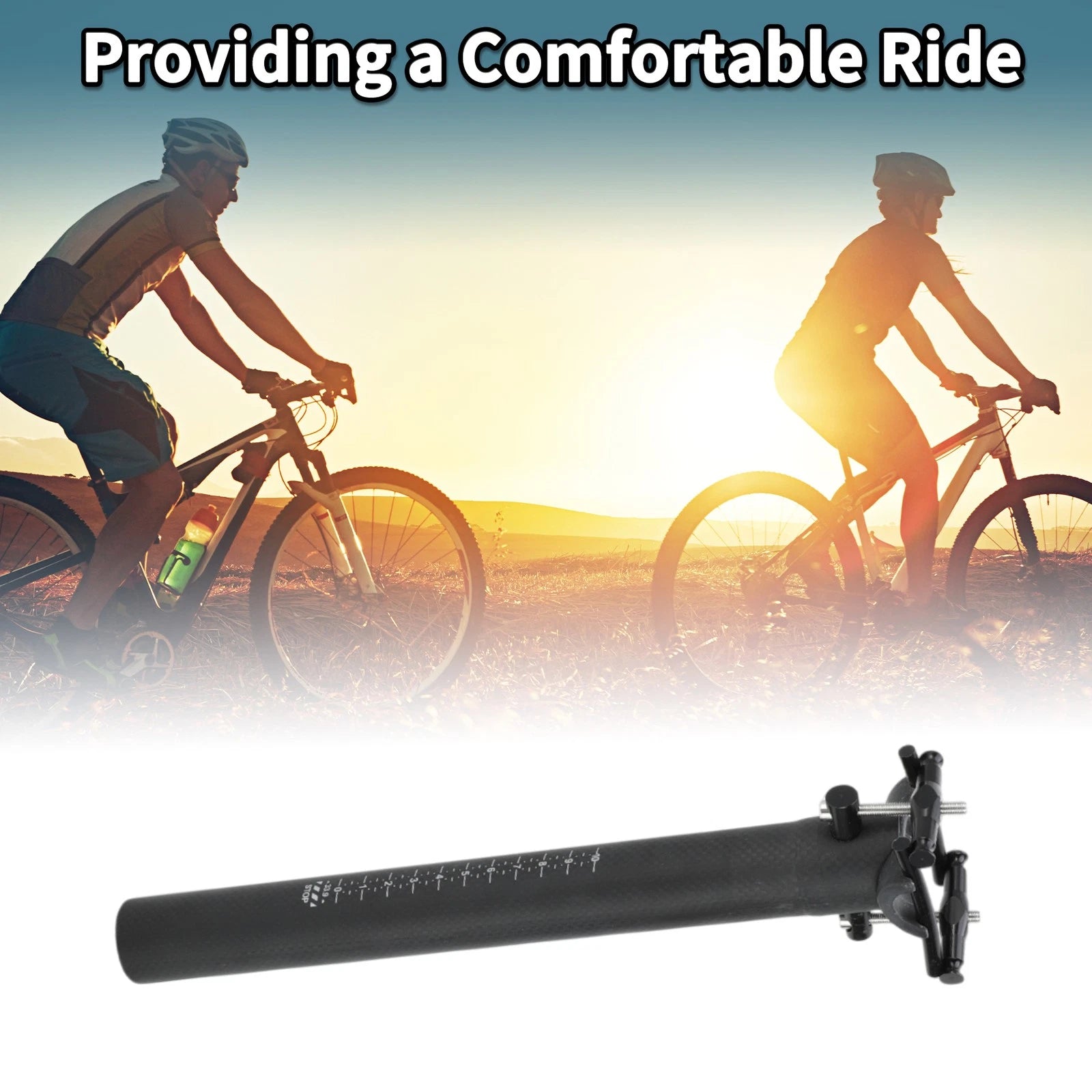 Seat Post 33.9x300mm Lightweight Replacement for Bike Saddle Matte Black Carbon