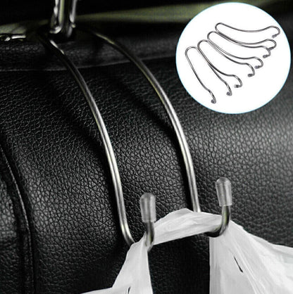 Car Seat Hooks for Universal Use (Silver Stainless Steel)