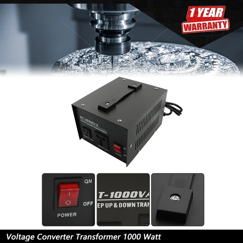 1000 Watt Voltage Converter Transformer 110V/220V for Universal Use