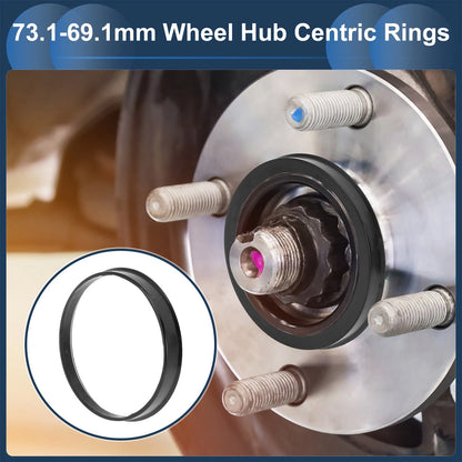 4X Wheel Hub Centric Rings for Car (73.1mm to 69.1mm) Black Polycarbonate