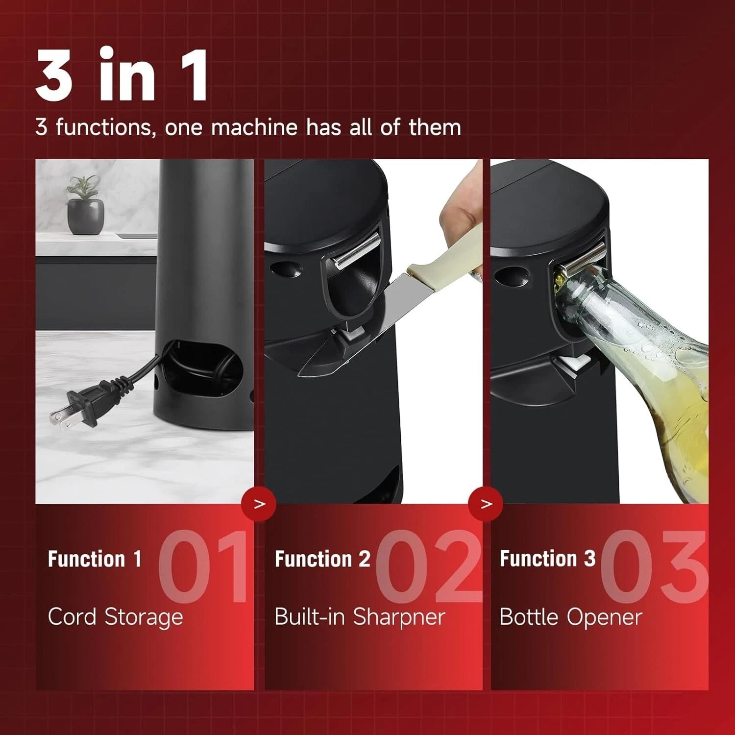 Electric Can Opener for Under Cabinet (Heavy Duty, Smooth Edge)