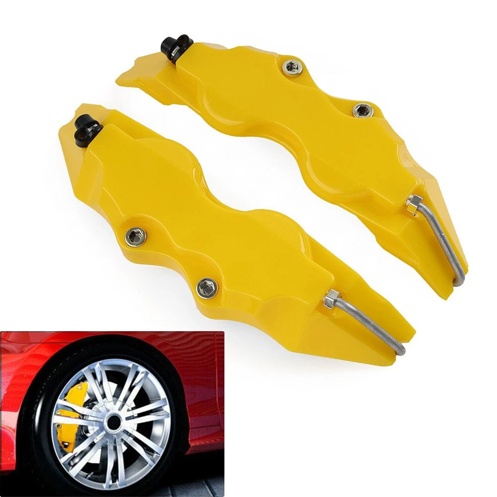 Set of 2 Yellow 3D Style Disc Brake Caliper Covers for Universal Fit