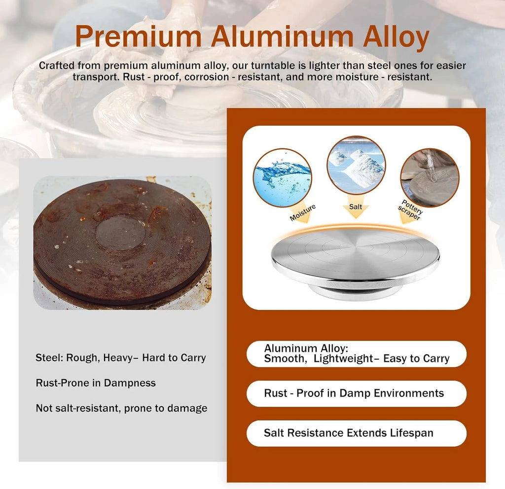 7'' Double-Sided Pottery Turntable Sculpting Wheel
