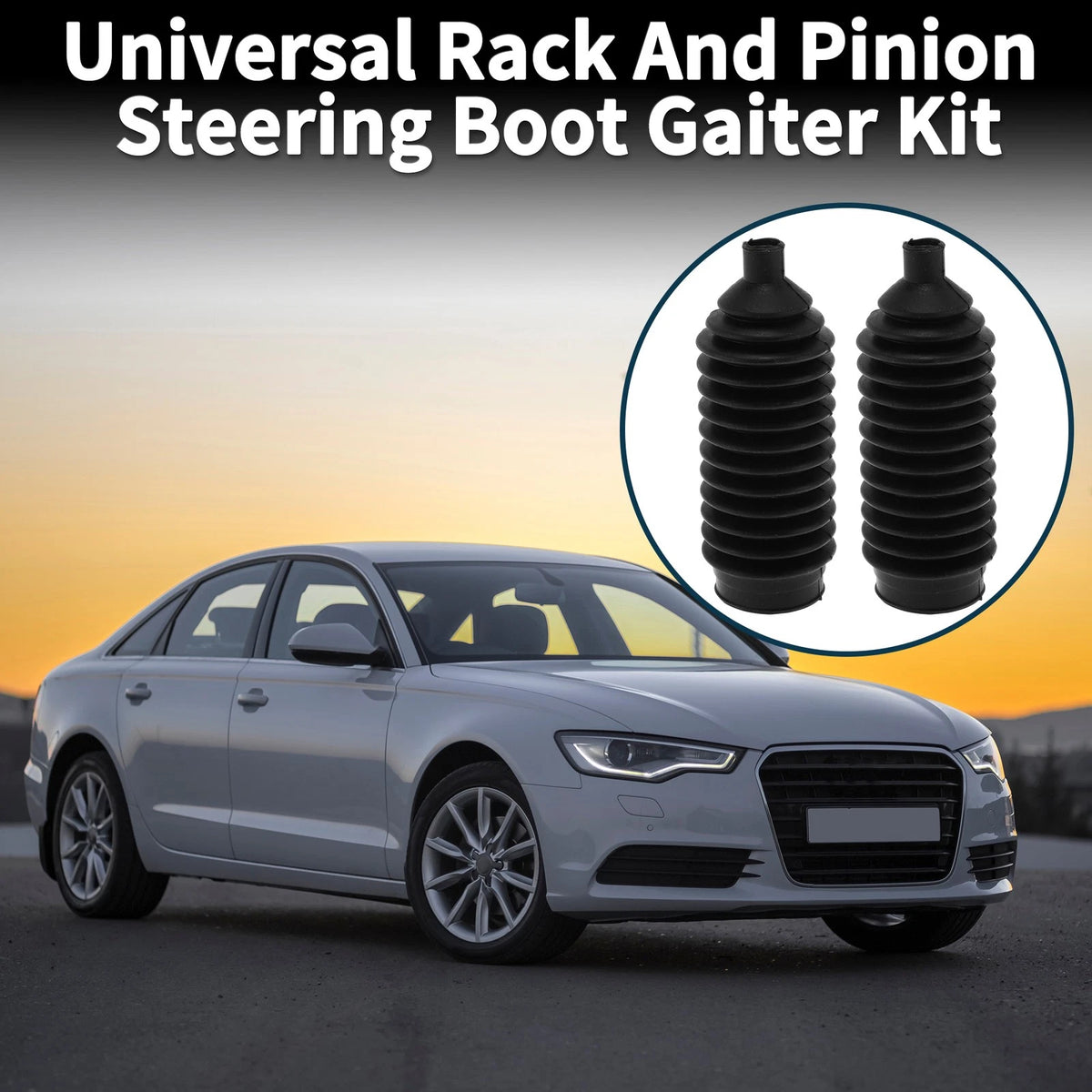 2Pcs Rubber Rack and Pinion Steering Boot Gaiter Kit for Universal Fit